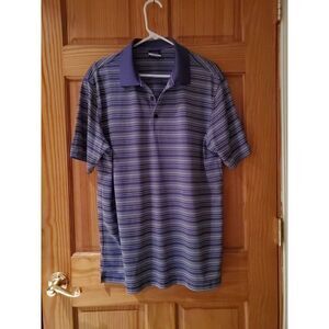 Nike‎ Golf Shirt Mens Sz L Dri Fit Polo Short Sleeve Purple Striped Pullover